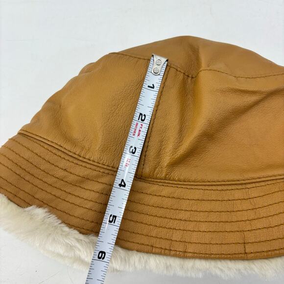Wilsons Leather Bucket Hat Leather Sherpa Lined Tan 90s Size S/M main image 4